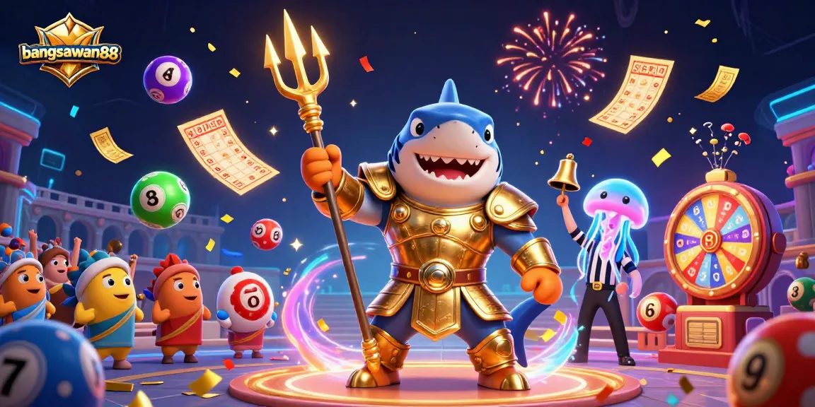 Engage with bangsawan88's vivid lottery spectacle featuring a tiger shark gladiator.