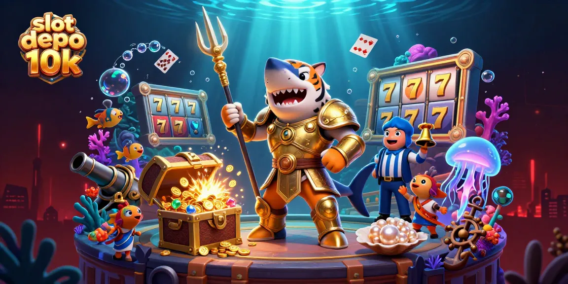Experience the thrill of winning with slot depo 10k in this vibrant underwater casino scene.