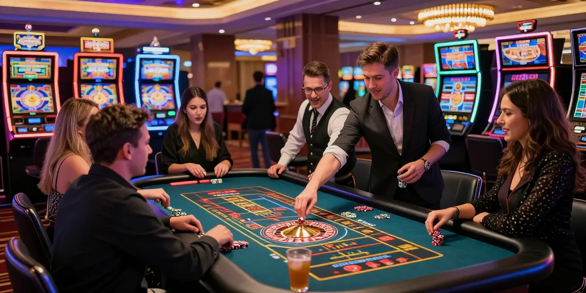Exciting KO66 casino scene with players at roulette table in lively atmosphere.