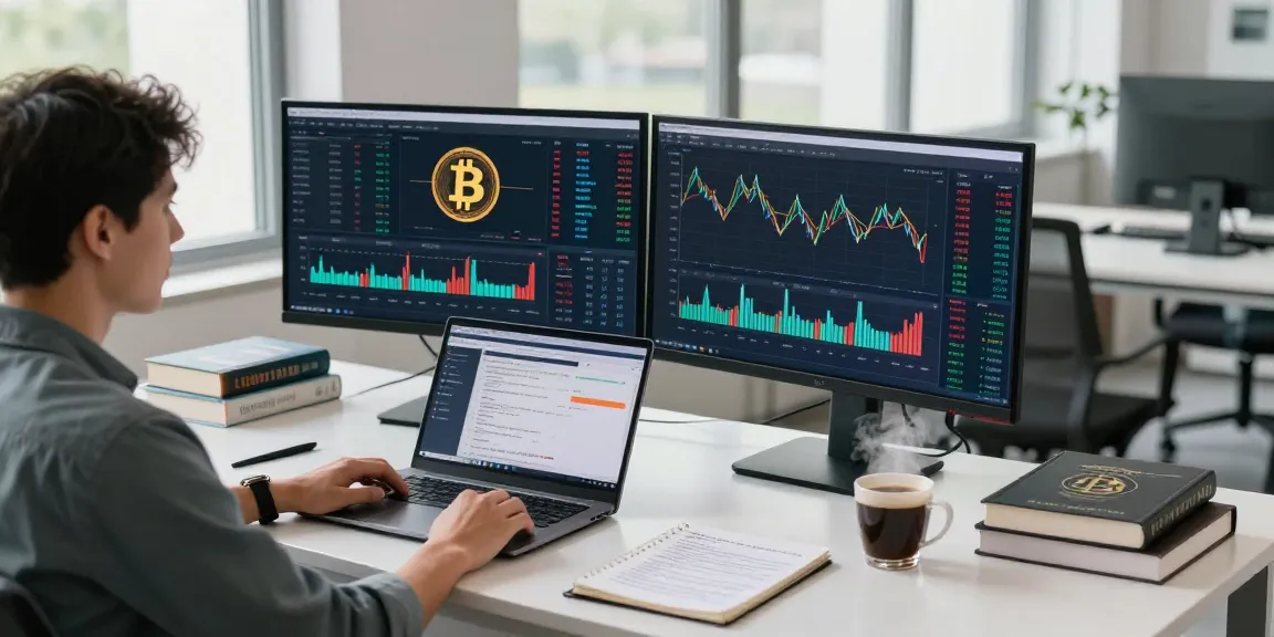 Торговля на битмекс биржа в современном офисе с графиками и анализом рынка.