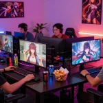 Engaged gamers enjoying popular hentai games during a vibrant online session.