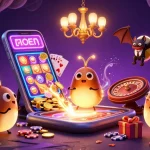 Engage in exciting gameplay at Raja Game as glowworms illuminate a vibrant cave casino.