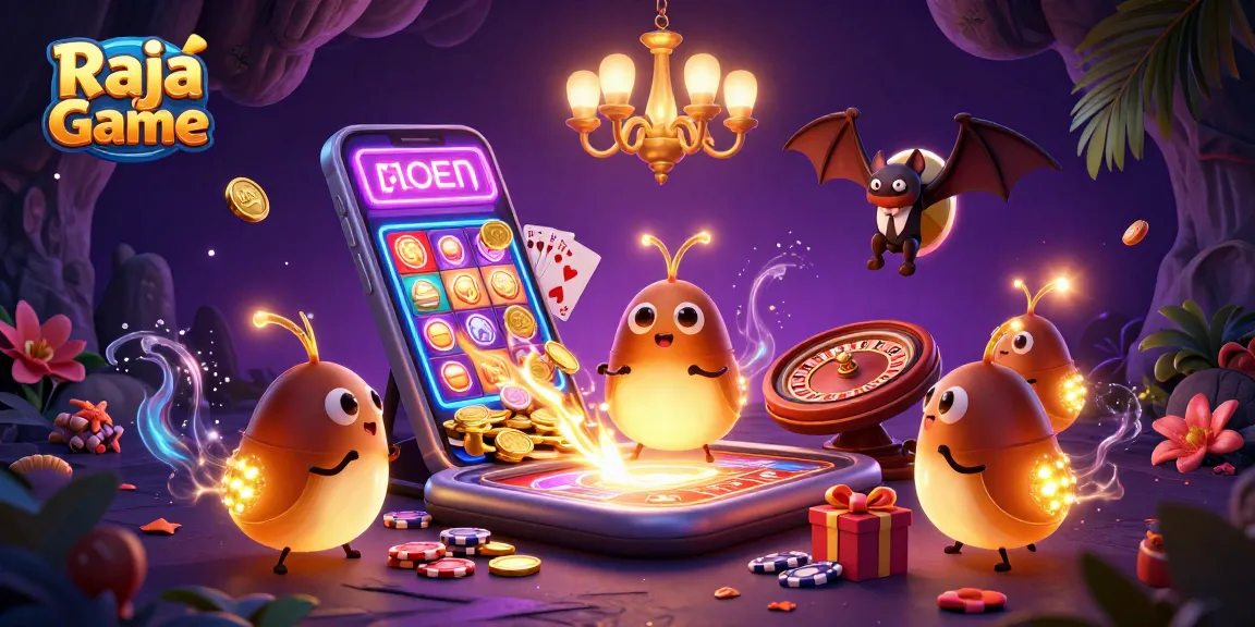 Engage in exciting gameplay at Raja Game as glowworms illuminate a vibrant cave casino.