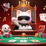 Experience the magic of Sun Win with a vibrant casino scene featuring engaging characters and dynamic poker elements.