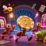 Experience the excitement of o8 as a team of cartoon ants embarks on a heist in a vibrant casino.