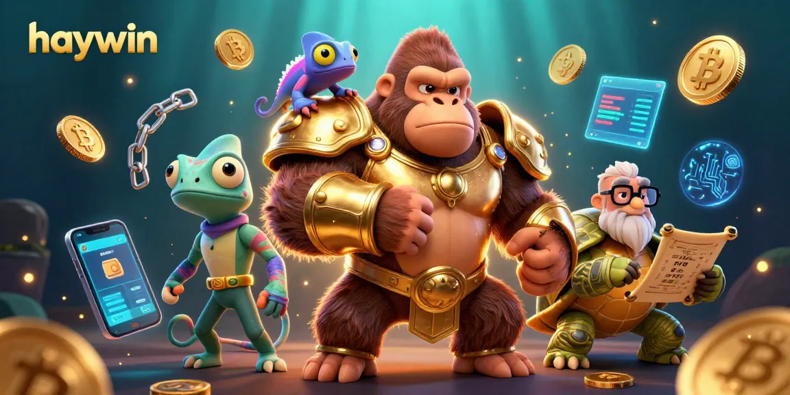 Engage with haywin's thrilling 3D casino adventure featuring vibrant characters and crypto elements.