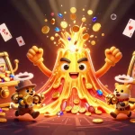 Experience thrilling wins at haywin with golden treasures and dynamic gameplay elements amidst a vibrant casino scene.