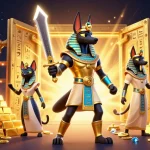 Experience the thrill of say88 with an ancient Egyptian-themed casino scene featuring Anubis and treasure.