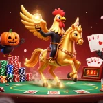 Play ATAS casino games with thrilling moments of a golden rooster and spectral horse in action.