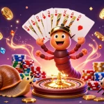 Experience the excitement of tải sunwin as the dealer showcases cards amidst festive casino elements.
