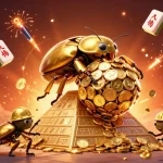 Experience the excitement of go 88 with a vibrant, 3D digital casino scene featuring golden elements and festive decor.