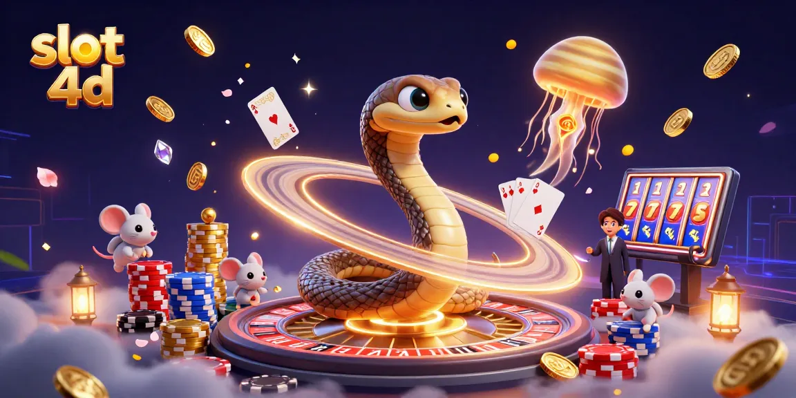 Bet on slot 4D with a dynamic 3D casino scene highlighting playful cosmic characters.