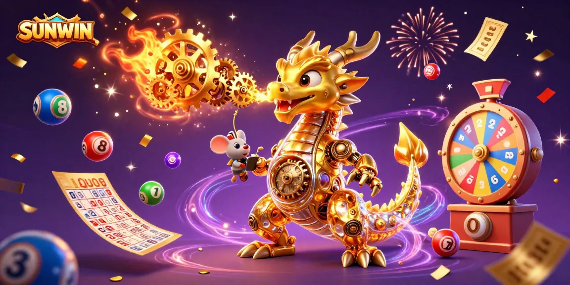 SUNWIN's exciting online games come to life with a golden dragon and dynamic lottery elements.
