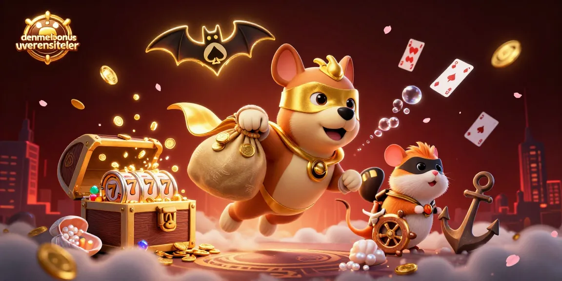 Engage with denemebonusuverensiteler's captivating casino illustration showcasing a heroic duo amidst an explosive treasure scene.