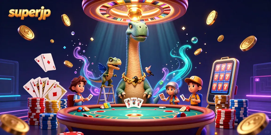 Experience thrilling gaming action with superjp in a vibrant casino scene.