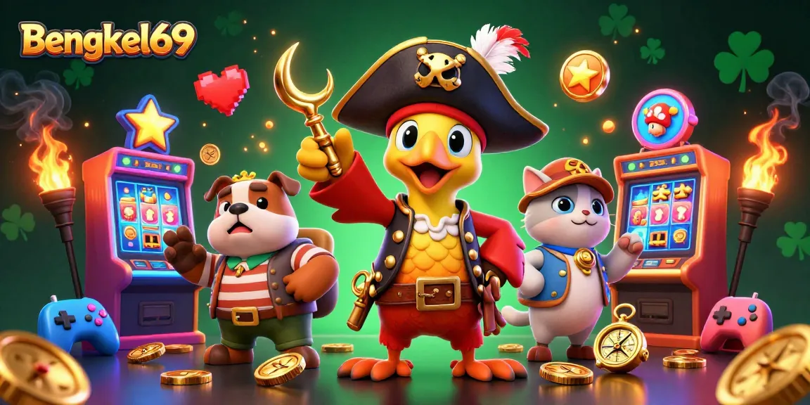 Bengkel69 transports players into a vibrant 3D slot gaming adventure with colorful machines and lively characters.