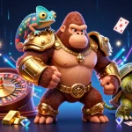 Join HK88 in an exciting casino scene full of vibrant colors and gaming action focused on the thrill of winning.