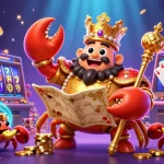 Engage in thrilling slot action with the vibrant crab emperor and magical casino elements.