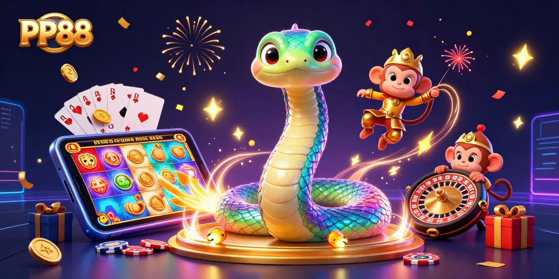 Experience the vibrant gaming world of PP88 with dynamic scenes and colorful casino elements.