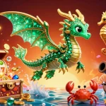 Unlock exciting jackpots with dynamic Game Slot adventure featuring 3D sea dragon and vibrant gems.