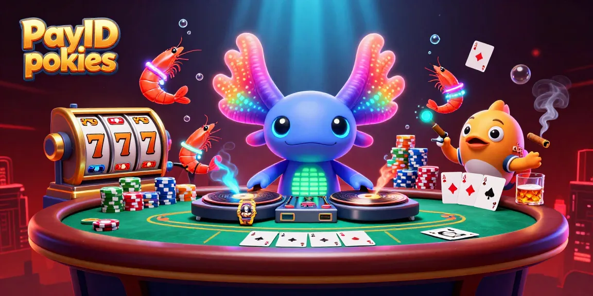 Experience thrilling PayID pokies with a vibrant axolotl DJ and dynamic casino elements.