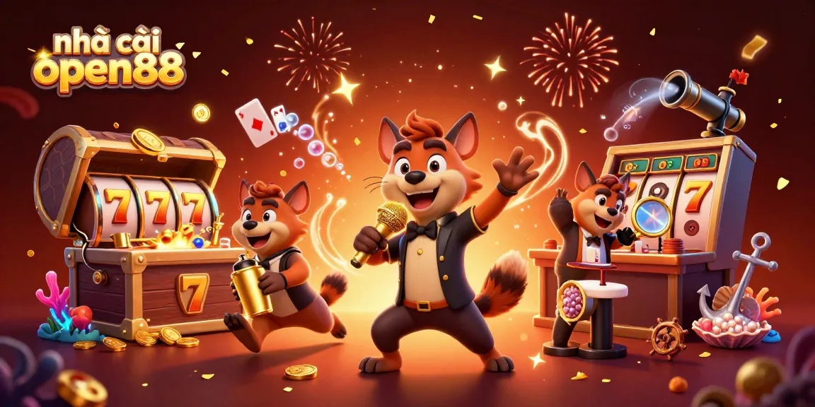 Experience gaming excitement at nhà cái open88 with vibrant hyenas in a dynamic casino scene.