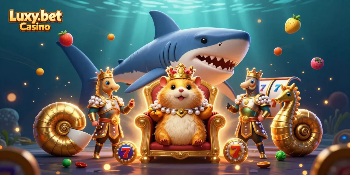 Experience thrilling slots at Luxy.bet Casino featuring a golden hamster king and dynamic elements.