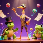 RR88 generates excitement with vibrant colors and lively characters at a dynamic gambling scene.