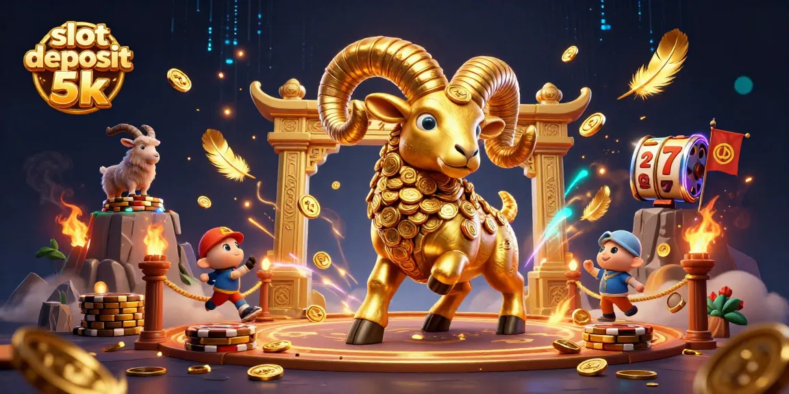 Experience the excitement of slot deposit 5k gameplay with dynamic golden ram and vibrant casino elements.