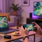 Enjoying the Newtown gaming experience on mobile in a cozy setting