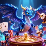 Engage with Tiranga Game’s electrifying atmosphere featuring the thunder dragon alongside vibrant casino elements.