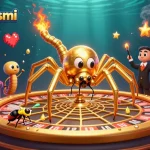 Experience thrilling gameplay at totoslotresmi with an enticing golden roulette wheel and animated characters igniting the casino spirit.