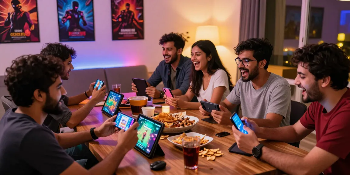 Tiranga Game users engaged in vibrant mobile gaming with diverse titles in a lively Indian setting