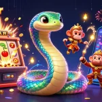 Experience thrilling wins with slotgacor in this vibrant casino scene featuring dynamic characters and jackpot elements.
