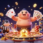 Celebrate winnings and excitement at me88 with a vibrant underwater casino scene featuring a playful fugu.