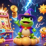 Experience luck with situs slot gacor as the weather wizard frog conjures coins amidst vibrant casino elements.