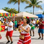 Festival budaya yang meriah di https://miami4d.com/ dengan berbagai orang menikmati musik dan tari tradisional.