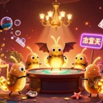 Experience vibrant qiuqiu99 gameplay in a lively casino scene illuminated by animated glowworms.