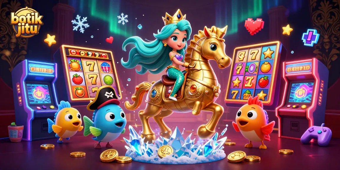 Bermain game online di batik jitu dengan warna mencolok dan elemen permainan yang dinamis.